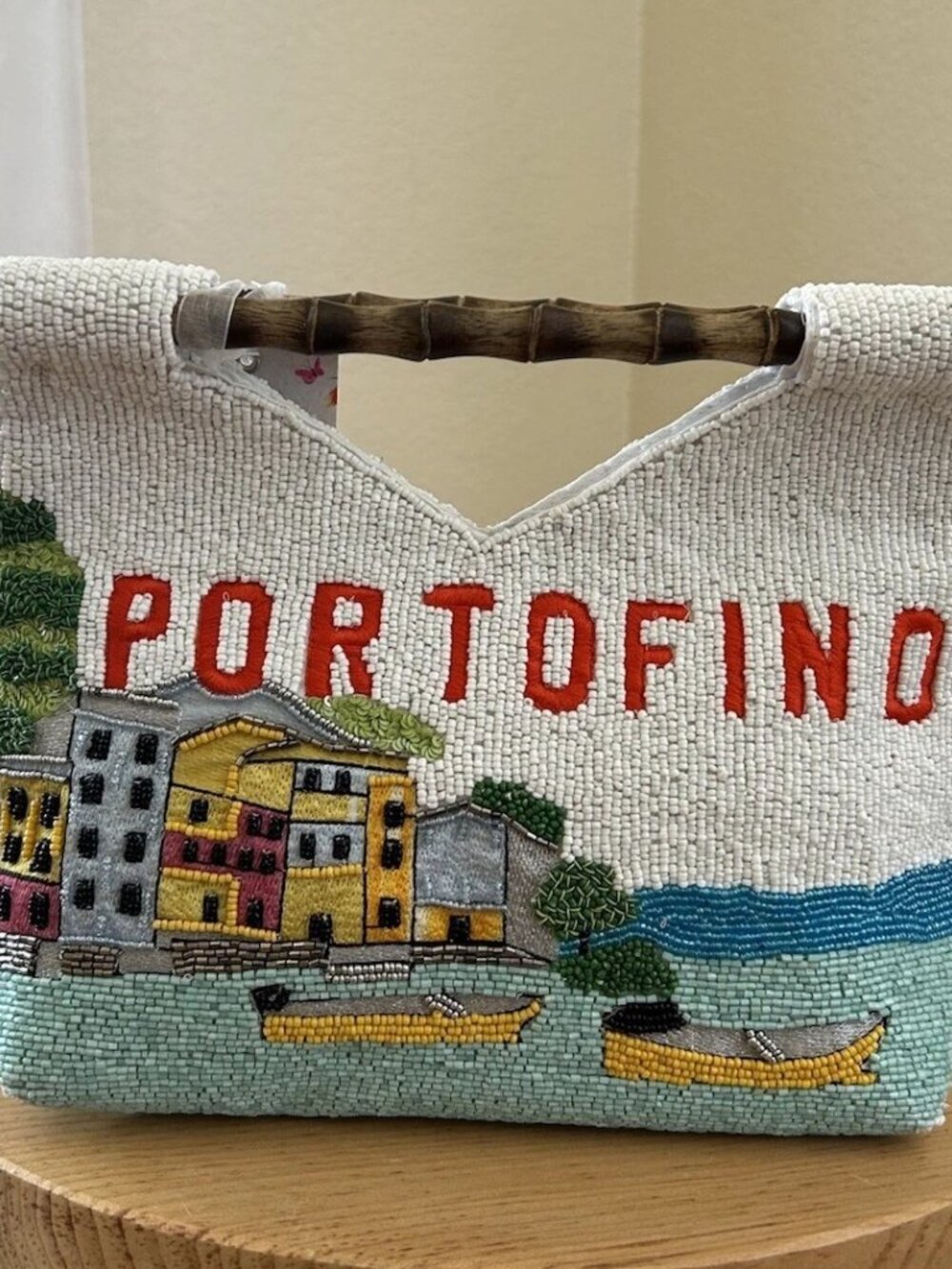 Viral Made in India Vacation Beaded Portofino, Italy Clutch Beaded Bag NWT